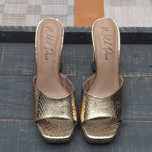 Wild Pair Gold Metallic Slide Mules